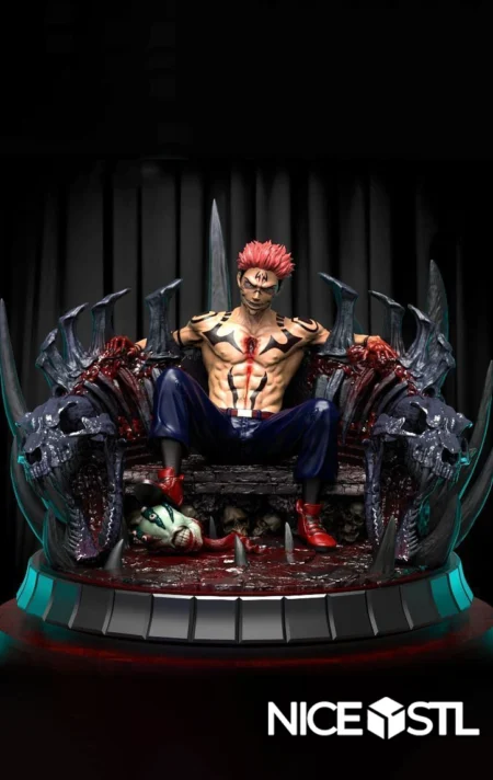 Ryomen Sukuna on Throne STL – Jujutsu Kaisen 3D Print Model 5